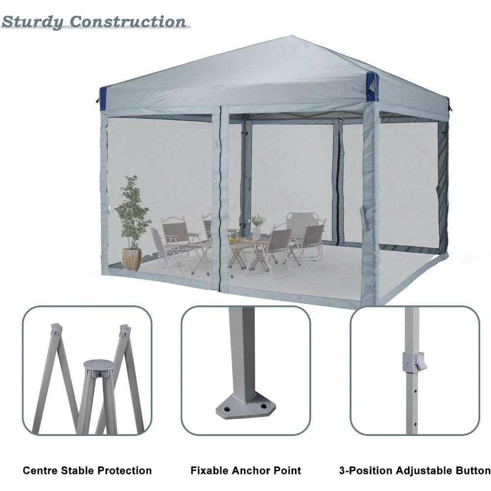 12x12フィート ポップアップキャノピーテント ネット付き、防水210Dオックスフォード生地シェード、組み立て簡単な車輪付き商業用ガゼボ