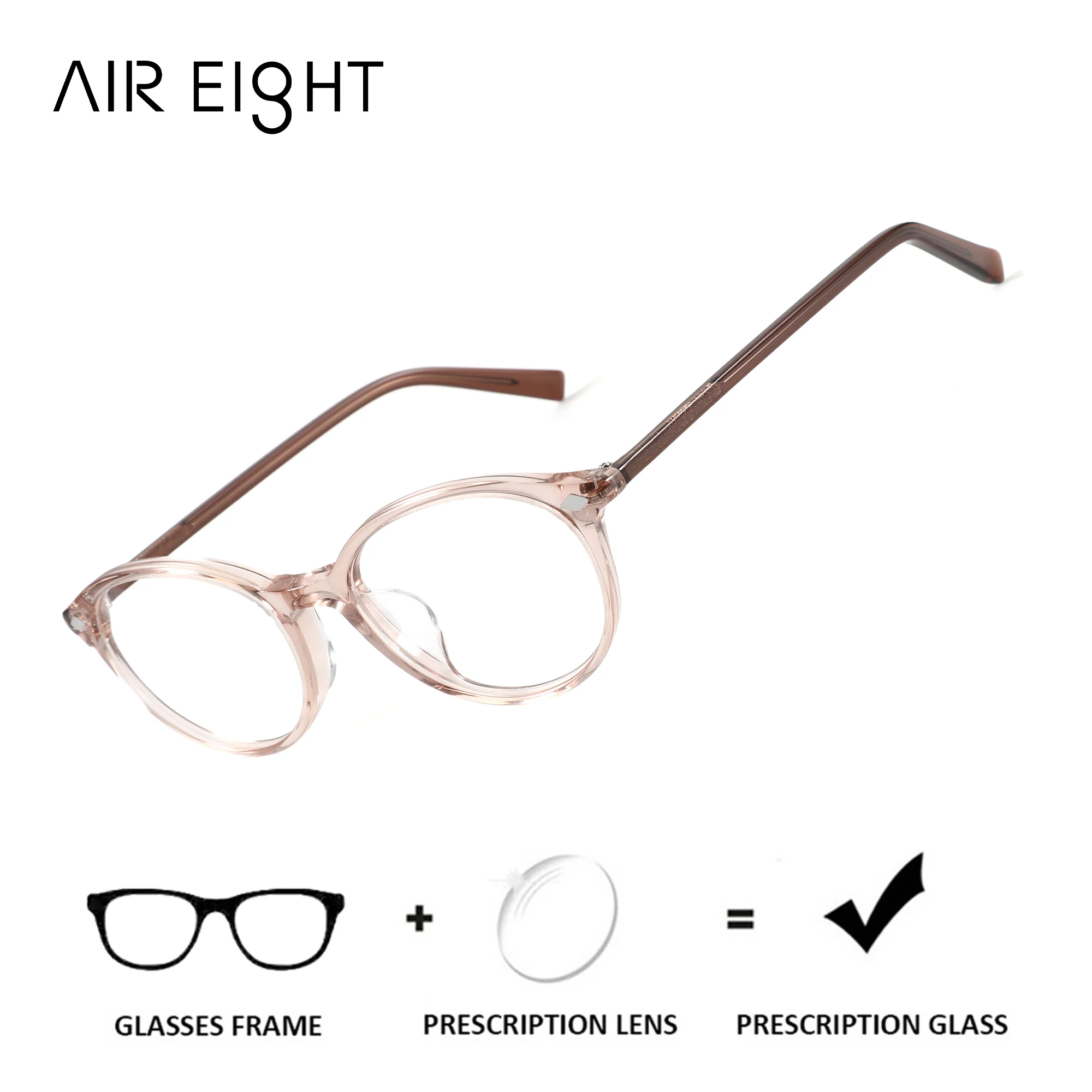 aireight（xsサイズ）アセテート製ラウンド調光処方眼鏡-女性用-プログレッシブ多焦点眼鏡-近距離・遠距離用