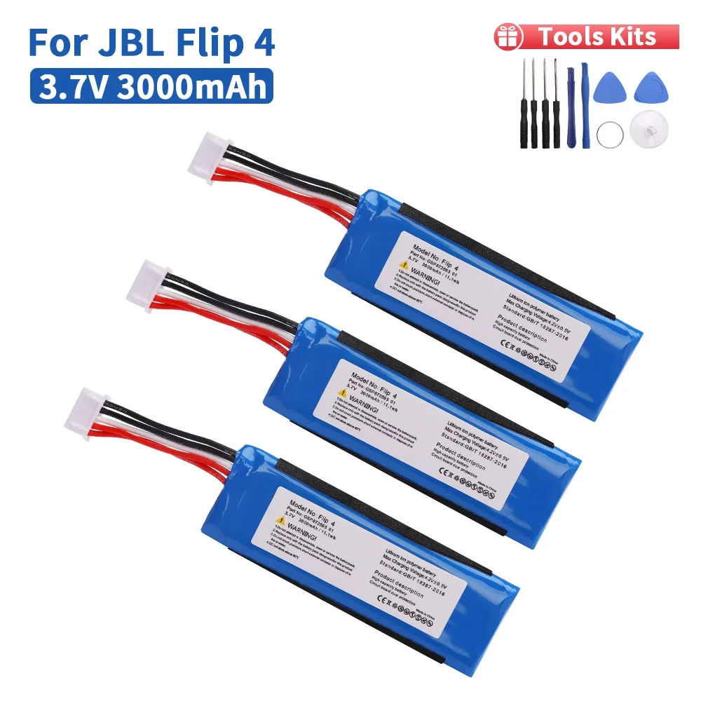 بطارية 3.7 فولت 3000 مللي أمبير في الساعة Flip 4 لاستبدال جديد GSP872693 01 لبطارية JBL Flip 4/Flip 4 إصدار خاص 1-5 قطعة