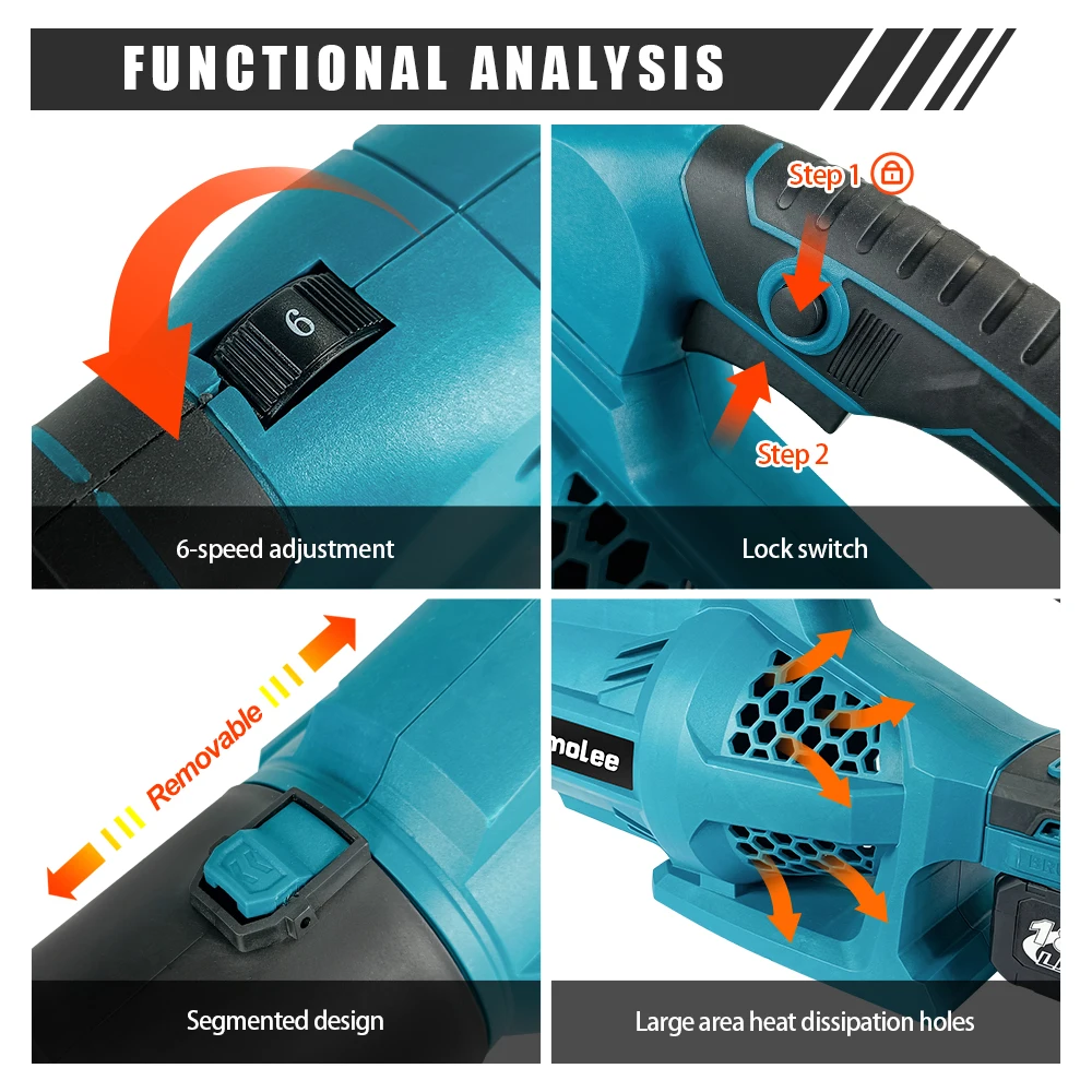 Kamolee 4500W ipason cordless Szellőztet Ventilátor Havazik Ventilátor Letörölget Asztallap Áramszedő tisztító Utcaseprő gép kerti Munkaeszköz 6 sebesség