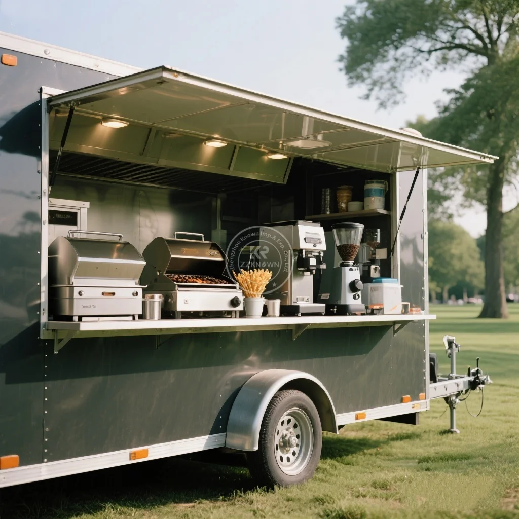 

Street Concession Food Trailer Fully Equipped Ice Cream Cart Customized Coffee Kiosk Street Mobile Food Truck With Full Kitchen