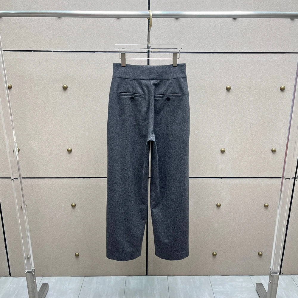 

Pleated Slim-Fit Wool-Blend Women's Trousers Y2K Minimalist Casual Commuter Straight-Leg Pants 2025 Fall/Winter New Arrival
