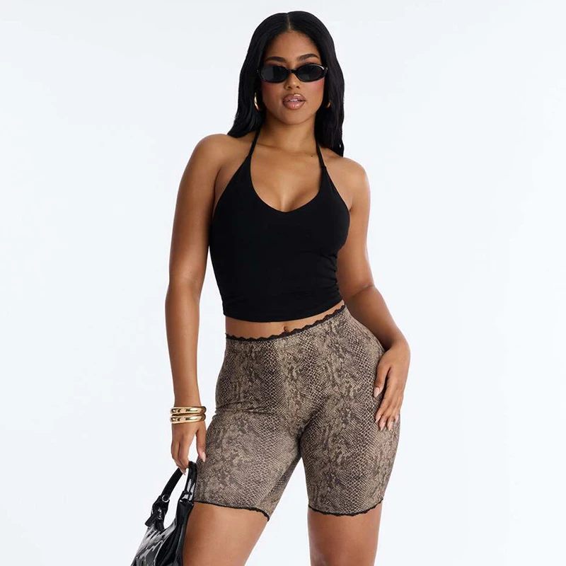 Vielseitige, eng anliegende, schmal geschnittene, mit Blumenmuster versehene, sexy, im Hot-Girl-Stil, mit Spitzenbesatz, Motorradshorts – Detail 19