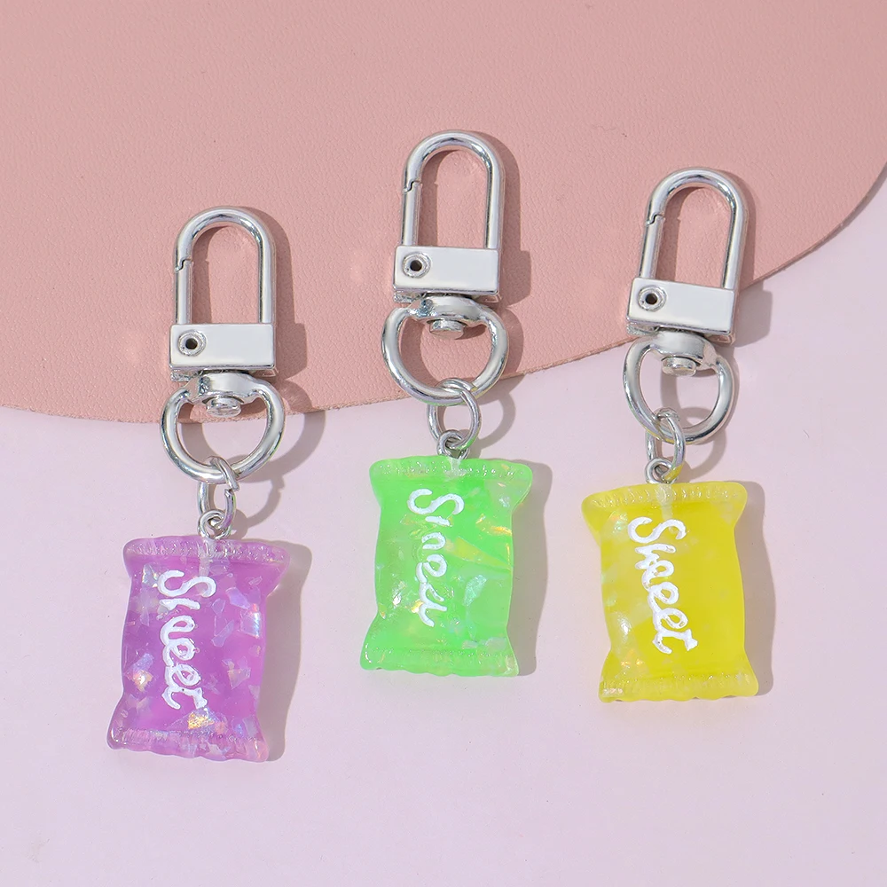 Mini 3D Candy Keychain Lovely Simulation Food Keyrings for Girls Backpack Decoration Earphone Case Charm Creative DIY Gift