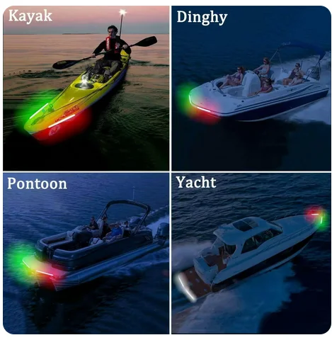 2 ชิ้น 30 เซนติเมตร 12 โวลต์ LED Strip Light กันน้ําสีแดงและสีเขียวสําหรับโบว์เรือ Marine Navigation Kayak Canoe Deck มารยาท Bow Trailer Pontoon