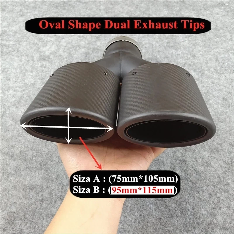 Oval Shape Matte Carbon exhaust Tips muffler nozzle For Bmw For Akrapovic Style Carbon Stainless Steel Exhaust system Tail pipes