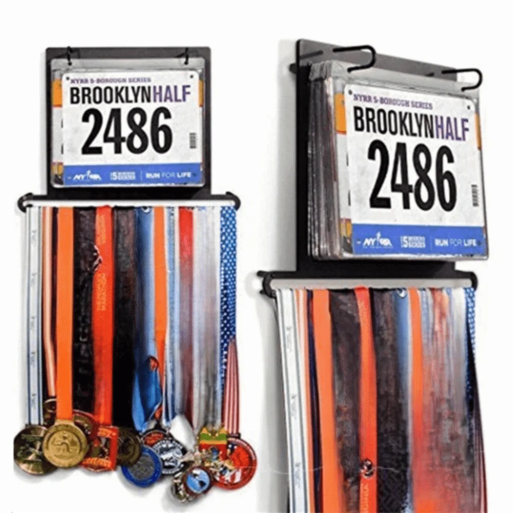 Professional Wall Mounted Medal Hanger Iron Storage Display Stand Marathon Running Bib Holder Gymnastics Race