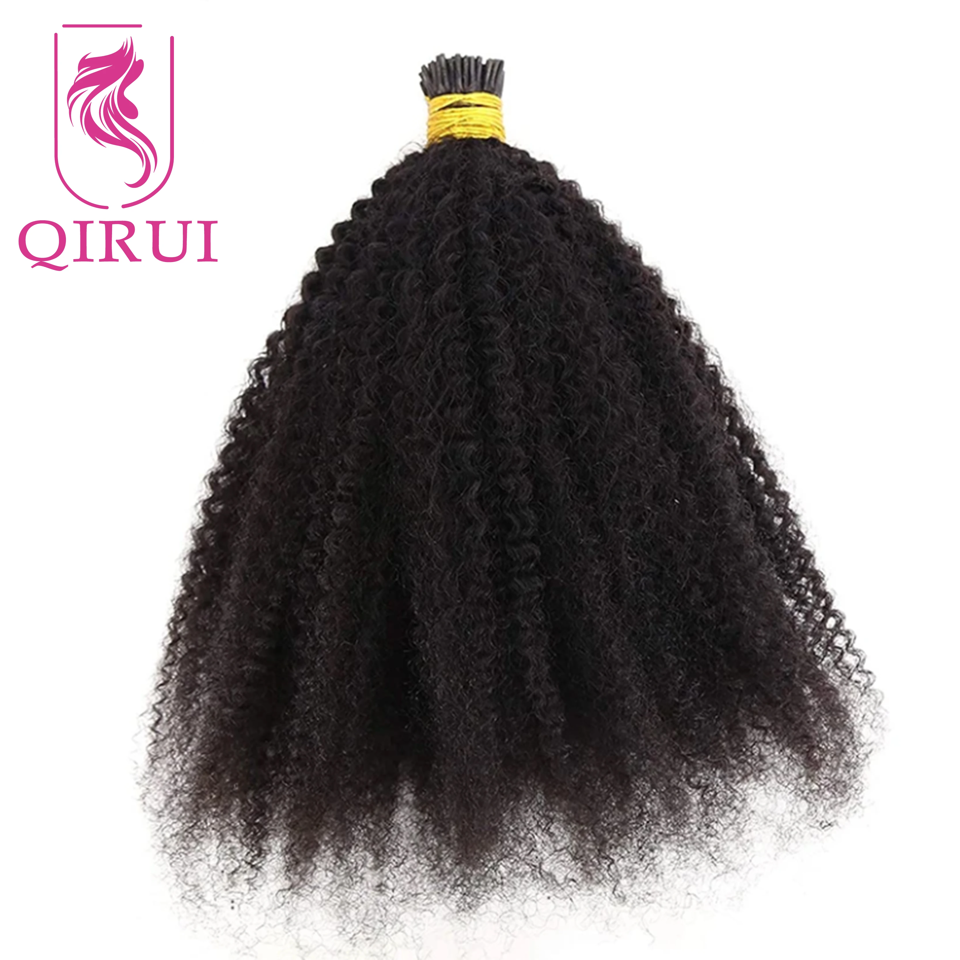 I Tip Human Hair Extensions 4B 4C Afro Kinky Curly Microlinks Hair Afro Curly Virgin Human Hair For Women 100strands/set