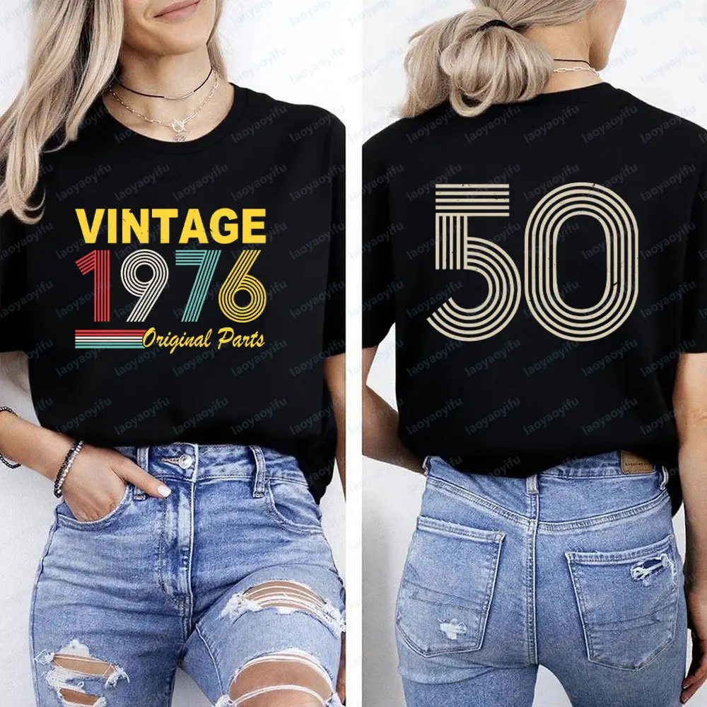 Classic 50th Birthday in 1976 Graphic T Shirts VINTAGE 1976 Original Men Women 50-Year-Old Short-Sleeved Shirt Vintage Clothes