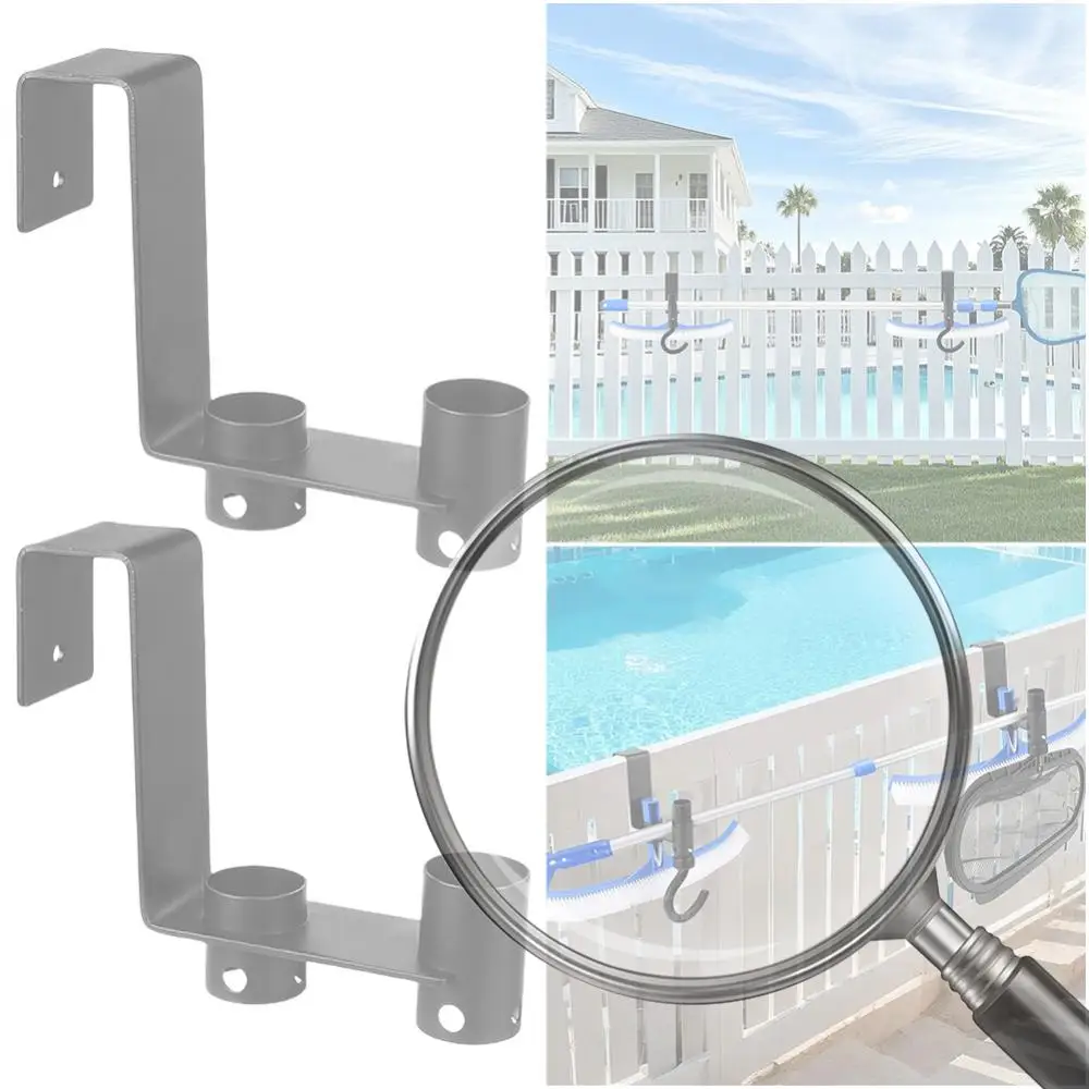 

2Pcs Pool Fence Hooks Pool Tool Organizer Pool Pole Hooks for Hanging Pool Cleaning Accessory