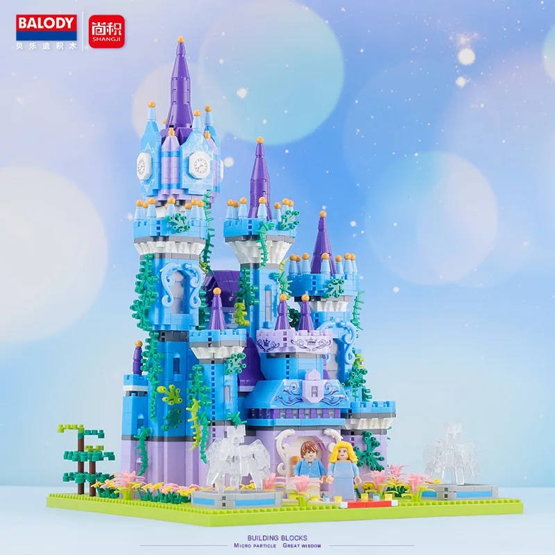 Cinderella Castle Building Blocks 4162pcs+ Disney Magic Castle Micro Diamond Brick Toy For Kid Christmas Gift