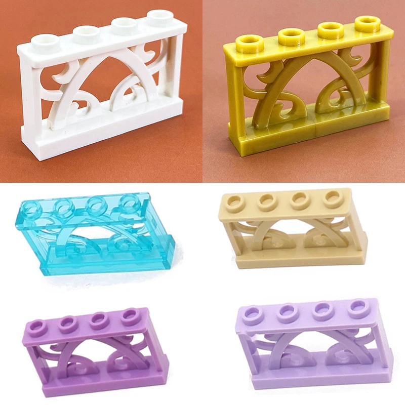 Carved Hollow Railing 1X4X2 19121 MOC Building Blocks White/Transparent Blue DIY City Street Bricks Toys Compatible With LEGO