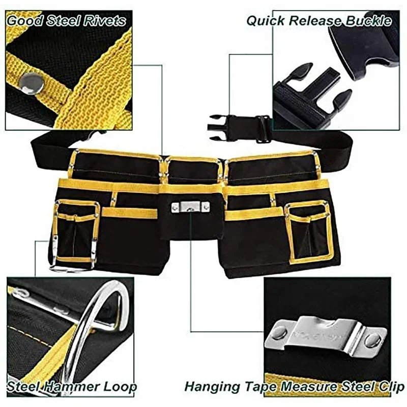 Oxford Cloth Multi-functional Electrician Tools Bag Waist Pouch Belt Storage Work Bag