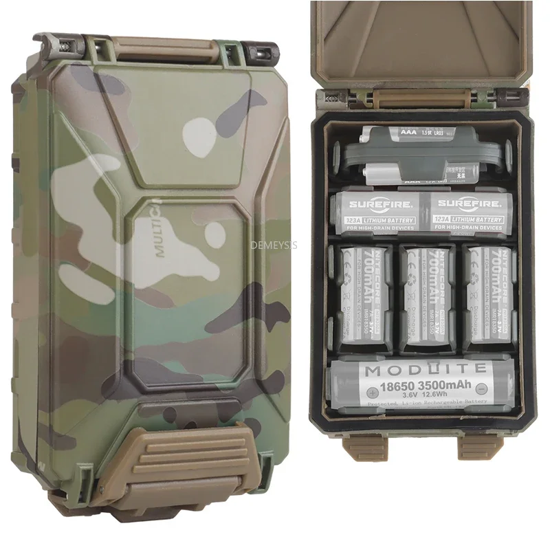 Battery Storage Box Waterproof Tactical Case for CR2032 AAA 18650 18350 CR123A MOLLE Airsoft Hunting Modular Batteries Pouch