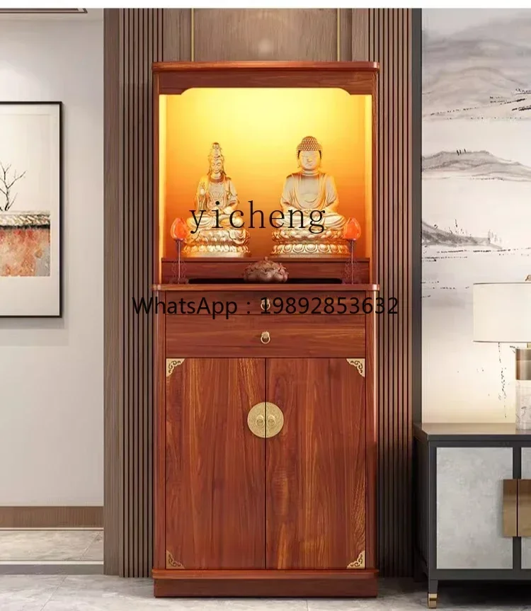 R1  solid wood vertical cabinet for table household use God of Wealth statue Bodhisattva offering table New Chinese altar