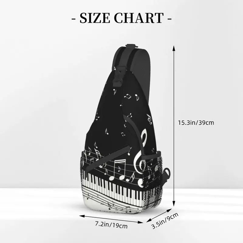 Fashion Piano And Music Notes Sling Chest Crossbody Bag Men Cool Shoulder Backpack for Traveling