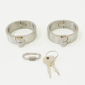 ステンレススチールメタルネックカラー手錠足首カフス奴隷bdsmボンデージセットデタッチ可能な金属リストカフスフットカフセクシーなおもちゃ 8ベストセールスヘビースチールBDSMカラー-11