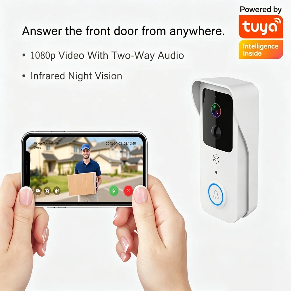 Tuya Smart Video Doorbell Camera Two Way Video Visual Intercom System 1080P Waterproof Wireless 5G Wide angles Lens Dedection