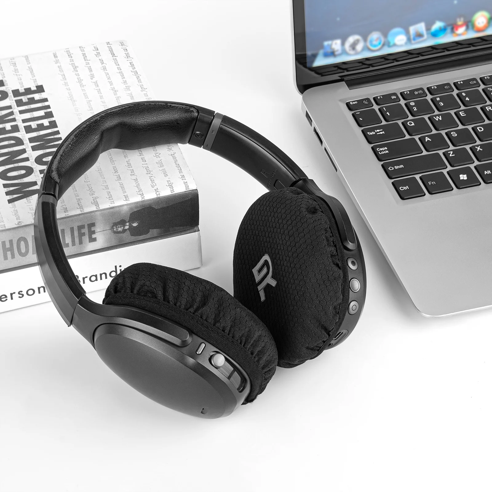 Geekria-Flex Fabric Headphones Ear Covers, lavável e elástico, protetores sanitários para fones de ouvido Over-Ear, 2 pares