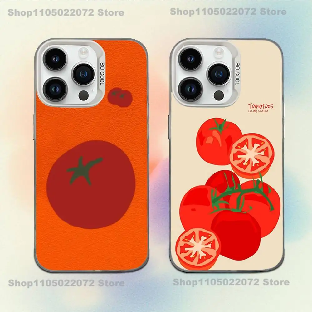 

Lovely Tomato Pattern Phone Case For iPhone XR,17,16,15,14,13,12,11,X,Mini,Pro,E,MAX White Candy Matte Shockproof Cover