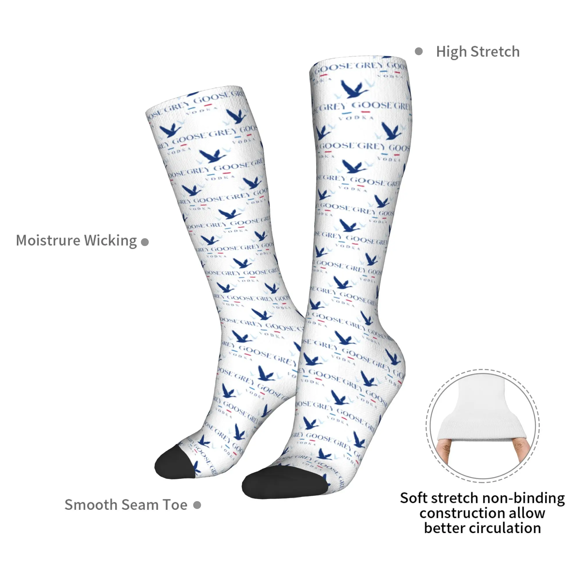 Alle seizoenen Crew Kousen Grijze Gans Wodka Sokken Harajuku Grappige Hip Hop Lange Sokken Accessoires voor Mannen Vrouwen Geschenken