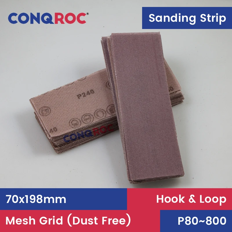 50-Piece 70x198mm Sanding Strips Dust Free Aluminum Oxide Sanding Papers Hook and Loop Grit P80~800