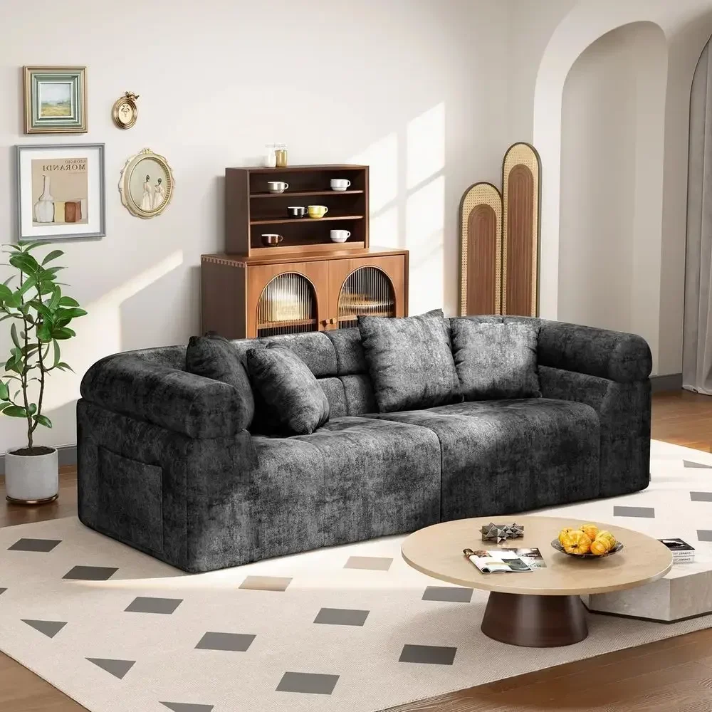 Sectional Sofa with Sleeper, Living Room Couch, Deep Seating, Pillows, Loveseat Options, Ergonomic Support, Storage, Grey