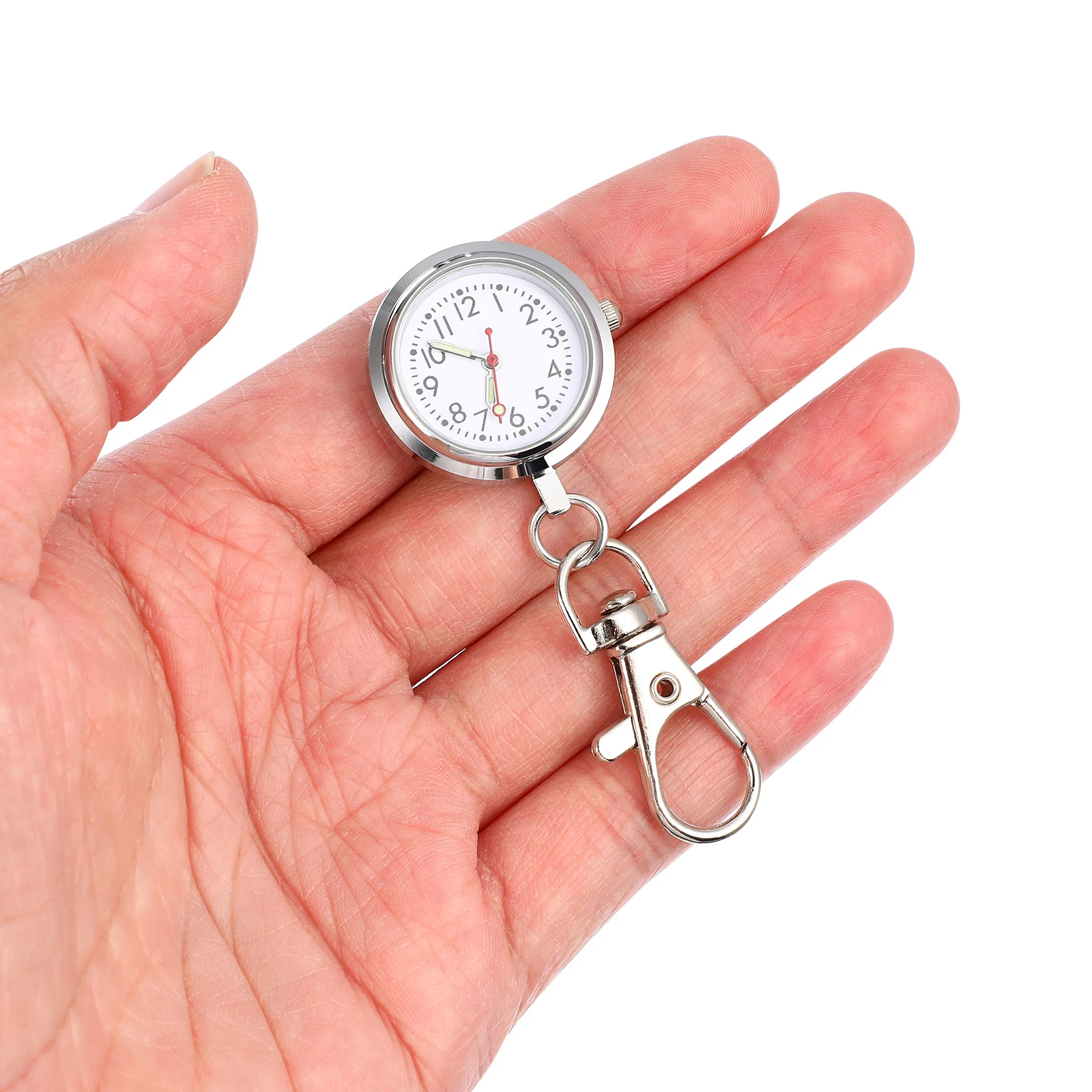 Orologio da tasca con quadrante grande, fibbia a chiave, orologi da infermiera con clip in lega, puntatori luminosi invertiti portatili da donna, movimento al quarzo