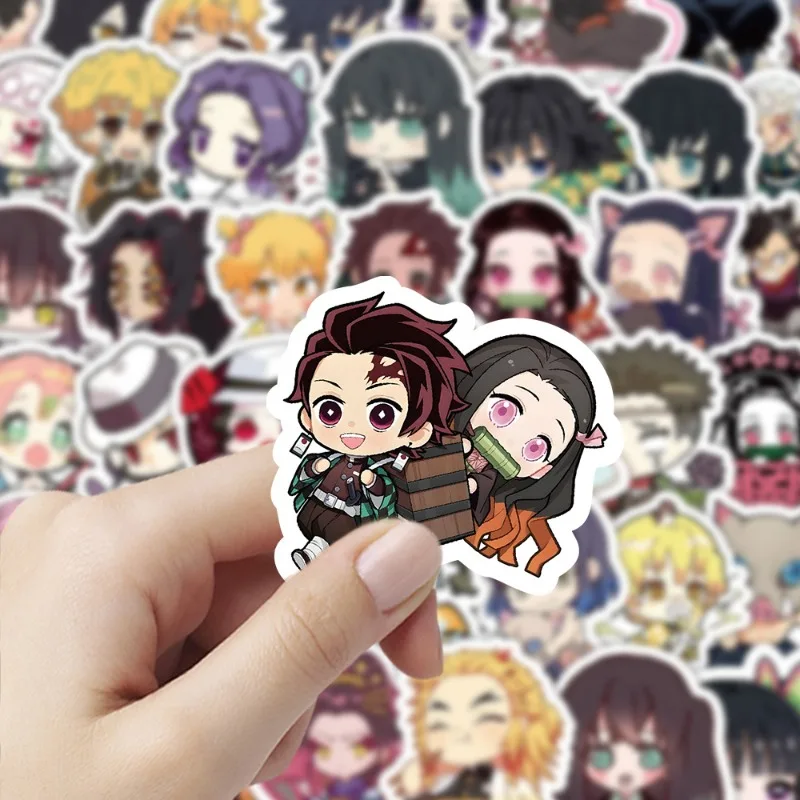 Nuevo Set de 120 Pegatinas de la Serie Demon Slayer, Personajes de Dibujos Animados, Creatividad Exquisita, Pegatinas Versión Q, Regalo para Niños y Niñas