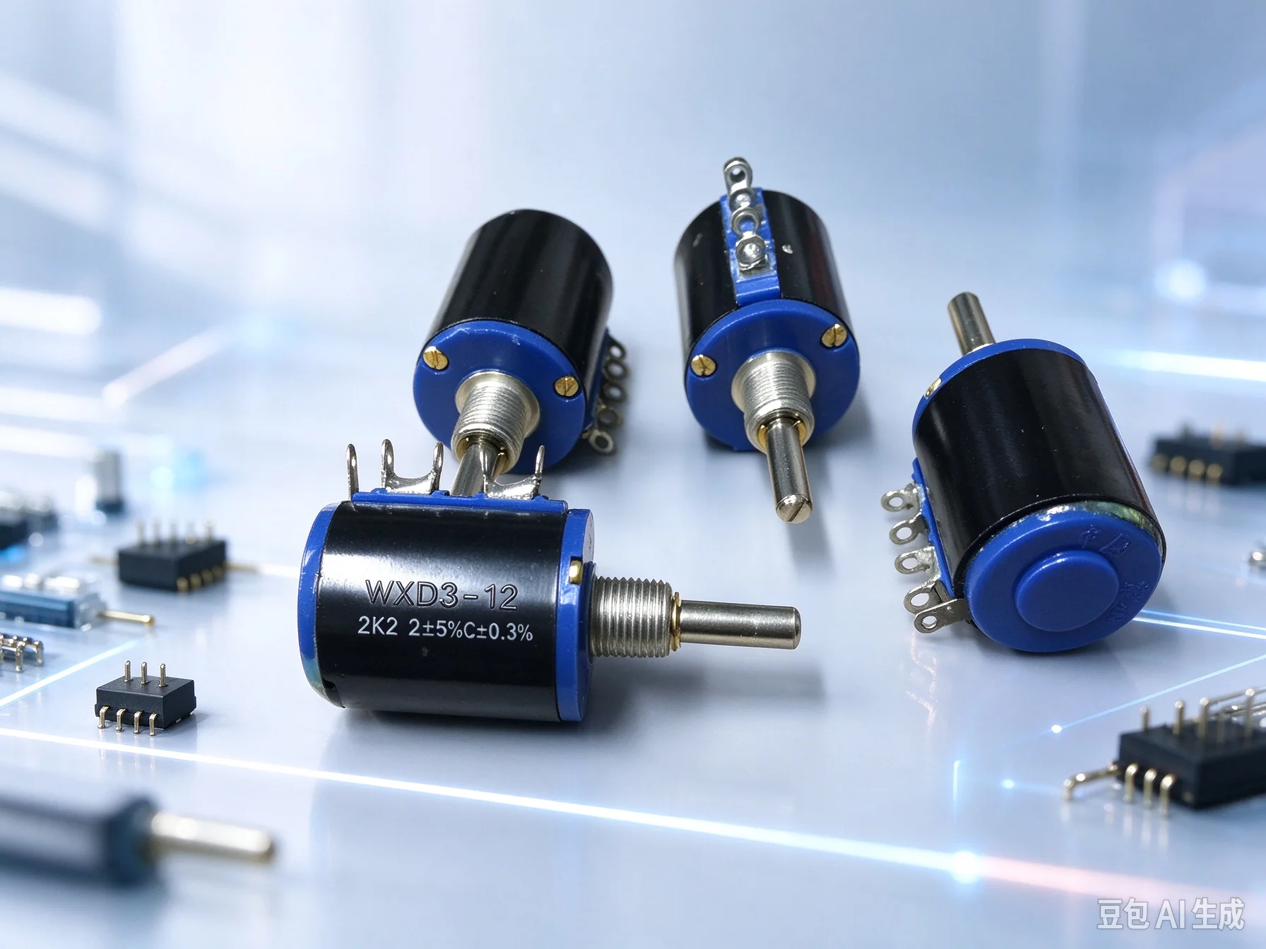 10pcs  Premium WXD3-12-1W Multiturn Potentiometer for 5 Turns 2.2K 4.7K 10K,20mm Shaft Length