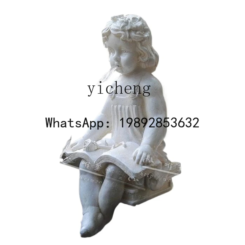 Skulptur Figur Ornament Haushof Fischteich Landschaft Dekoration kleiner Engel spuckender Wasserbrunnen