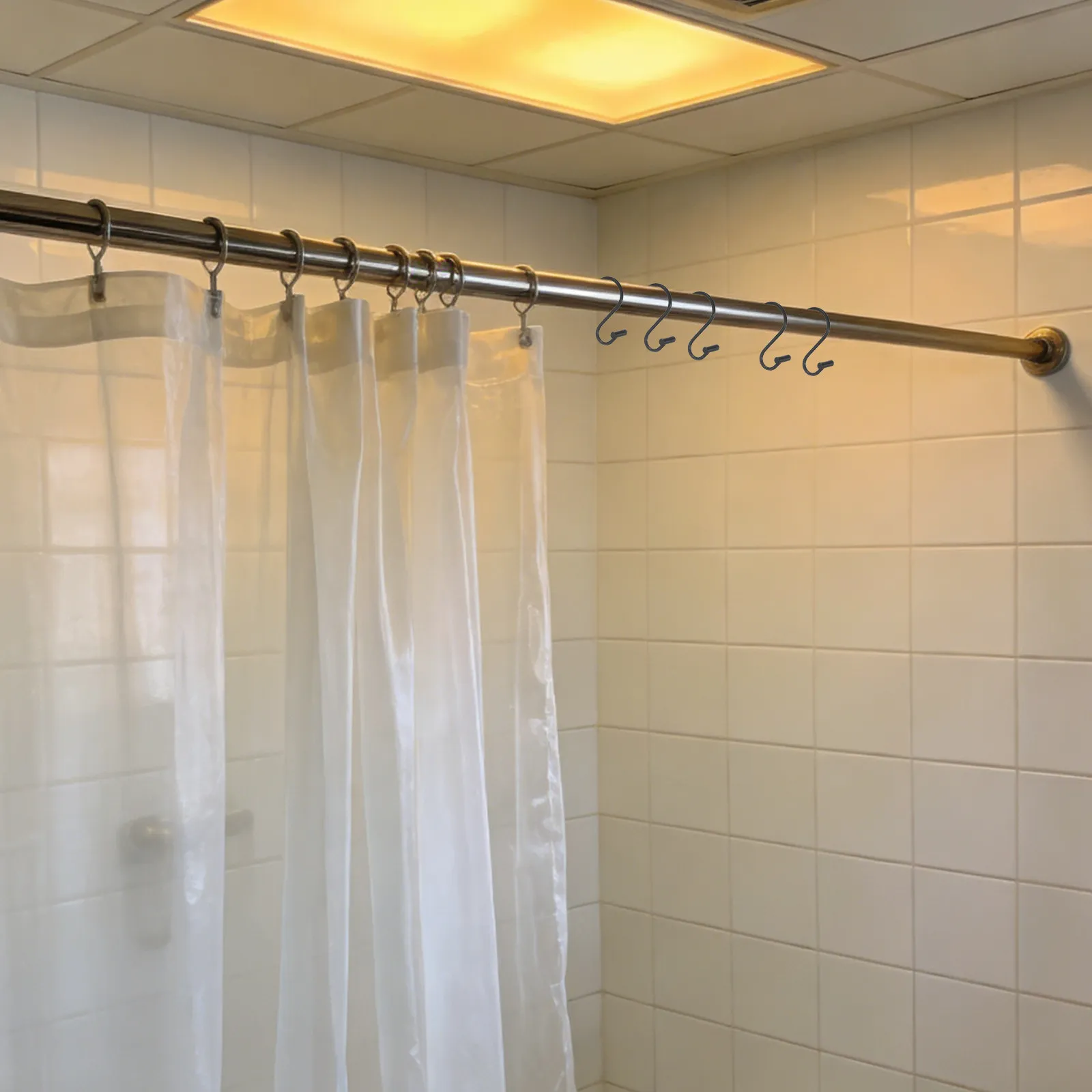 24Pcs Shower Curtain Hooks Vintage Metal S Hooks Bathroom Wall Decor Strong Iron Shower Curtain Holders Fit 29Mm Rod Corrosion