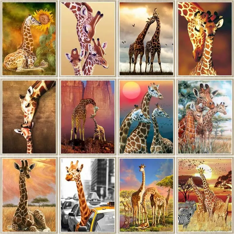 

CHENISTORY Painting By Number Giraffe Animal Drawing On Canvas Handpainted Art Gift Diy Picture By Number Kits Home Decor