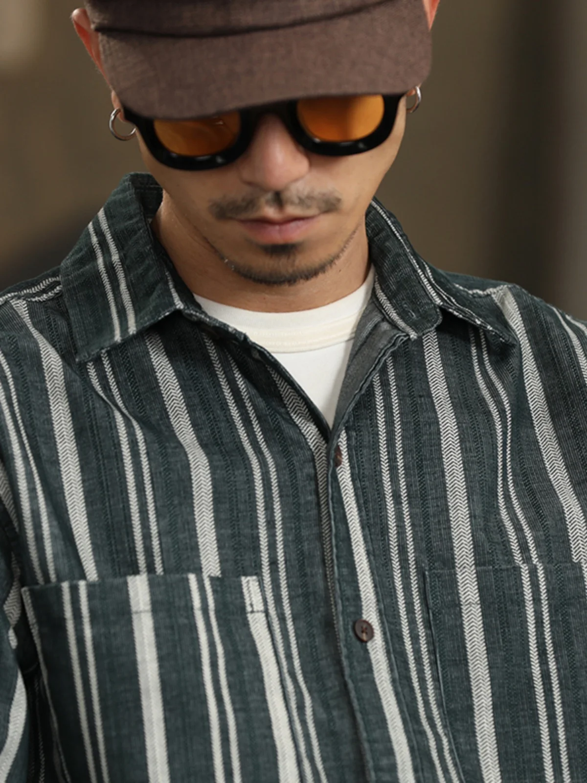 

Loose Fit Long Sleeve Striped Shirt Men's British Style Spring Autumn Casual Comfortable Breathable Youth Popular Cotton Shirt