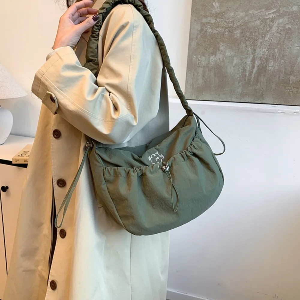 

Модная нейлоновая плиссированная сумка на плечо, однотонная сумка через плечо в корейском стиле, легкая женская сумка-тоут большой вместимости