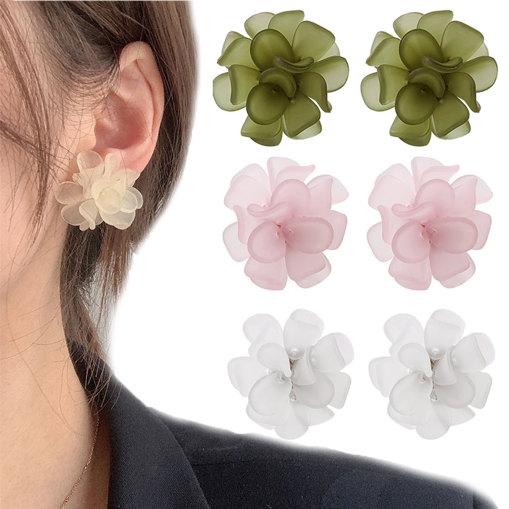 

Spring Summer Sweet Resin Women Korean Stud Earrings Women Jewelry Acrylic Flower Flower Earrings