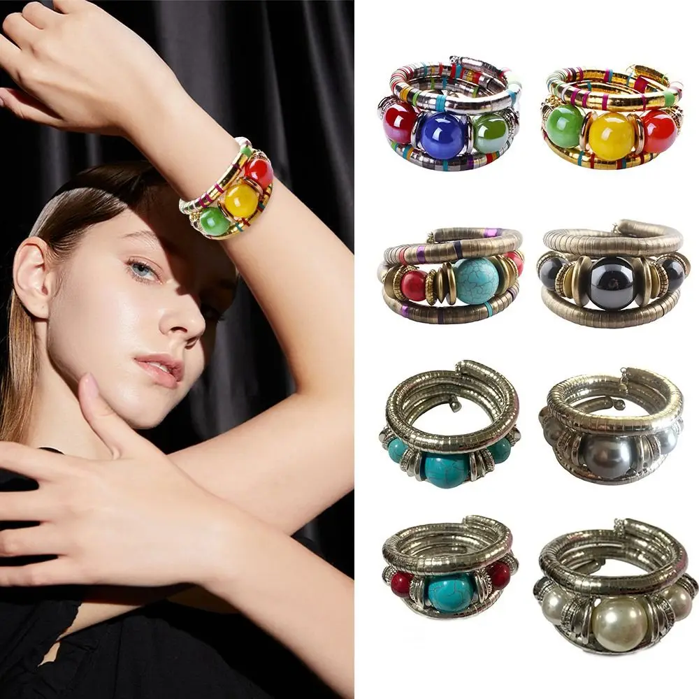 Creative Gift Alloy Snake Bracelet Gold Color Stacking Multi Layer Bracelet Silver Color Punk Three Layer Bangle