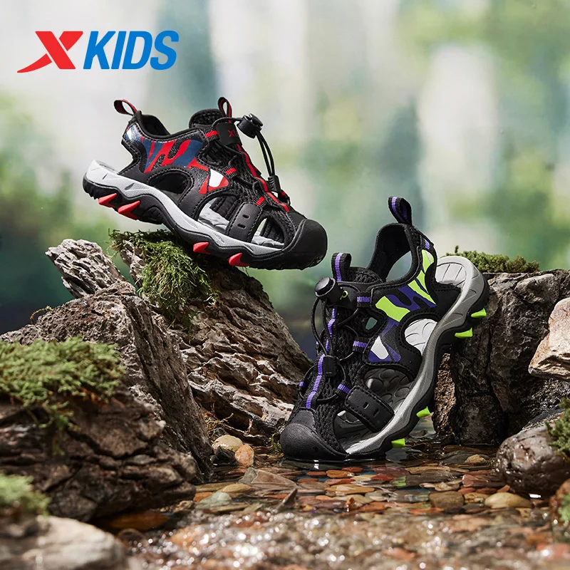 

Xtep Kid's Sandals for Boys 2024 Summer, Water Shoes for Children, Non-slip River Tracing Beach Sandals