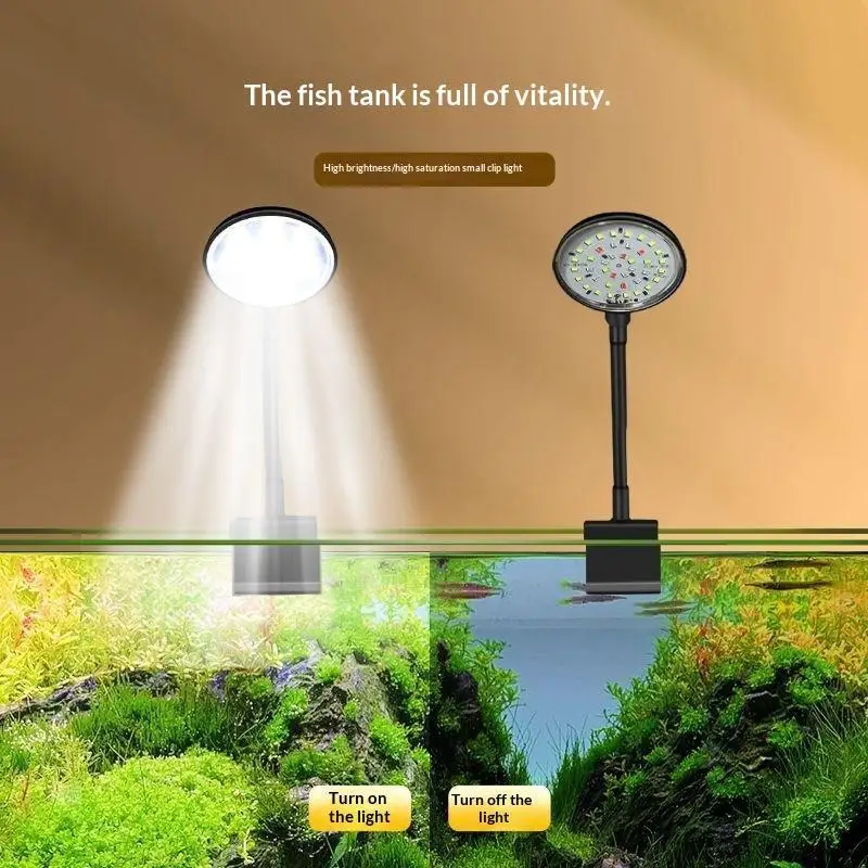 USB Aquarium LED Lamp Fish Tank Light Decor Aquatic Plant Multiple Modes Dimmable Lightness Full Spectrum Mini Clip Light