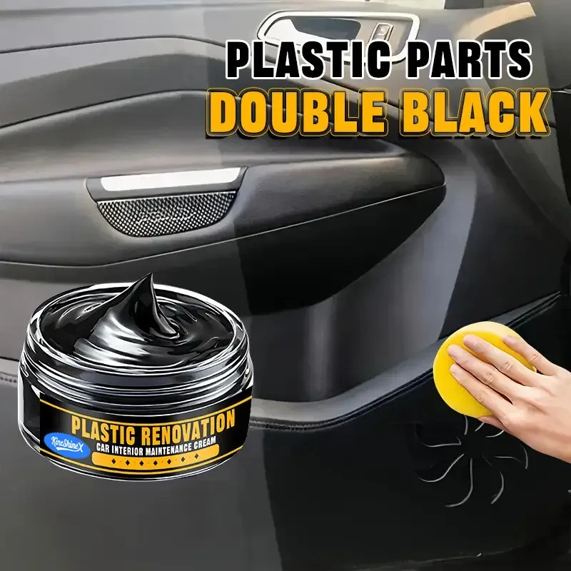 

Double Black Plastic Car Interior Refreshing Cream, ABS Resin Repair Agent - for Dashboard, Tires and Seats