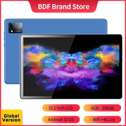 Original BDF Tablet Pc 10.1 Inch 8GB RAM 256GB ROM Android 12 Octa Core 3G 4G LTE Internet WiFi Internet BT Global Version