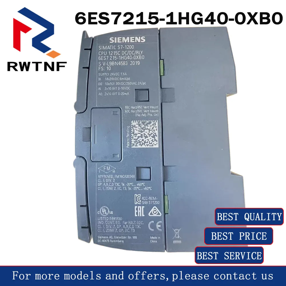 

Brand New Genuine 6ES7215-1HG40-0XB0 SIEMENS S7-1200 CPU module,100% original warehouse stock