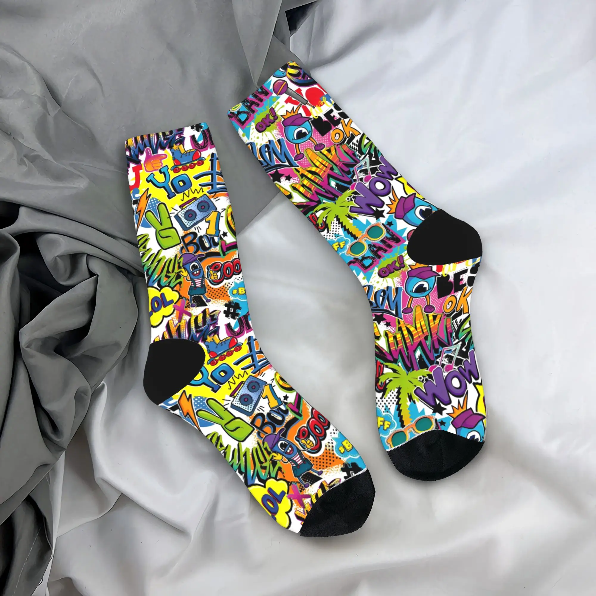 

Модные мужские носки, повседневные красочные носки с граффити и деревом комиксов, спортивные женские носки из полиэстера, весна-лето, осень-зима