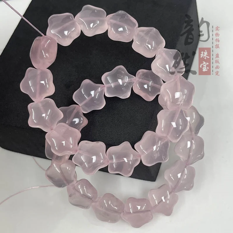 مسحوق طبيعي شفاف الدهون الخماسية دائرة واحدة سوار الترقوة قلادة الوردي الكوارتز على شكل Lo #4