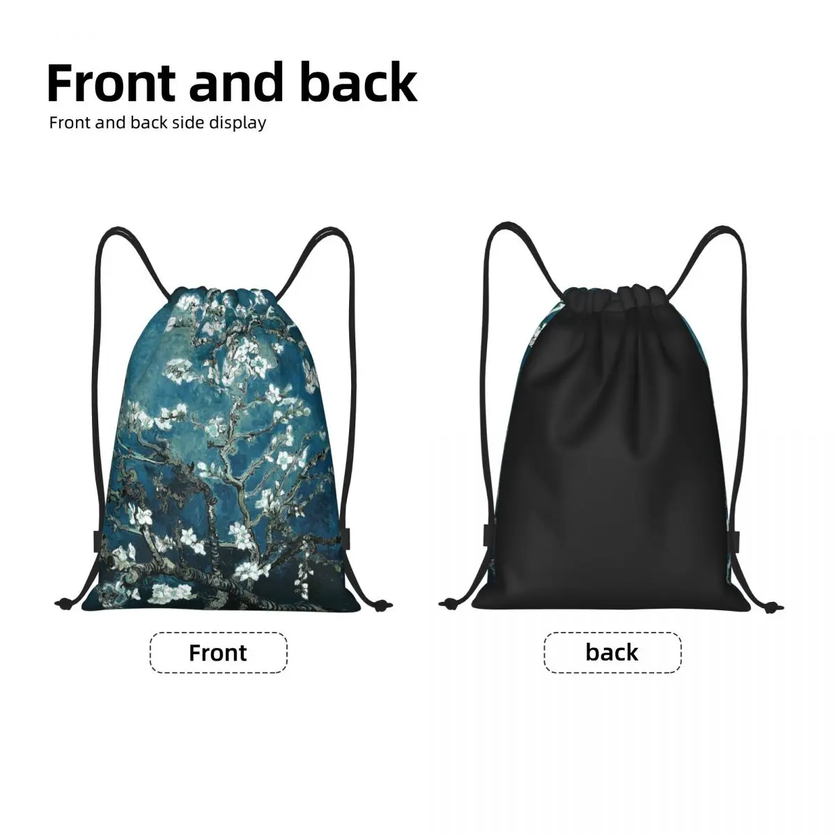 Custom Van Gogh Almond Blossoms Drawstring Backpack Bags Men Women Lightweight Flowers Gym Sports Sackpack Sacks for Yoga