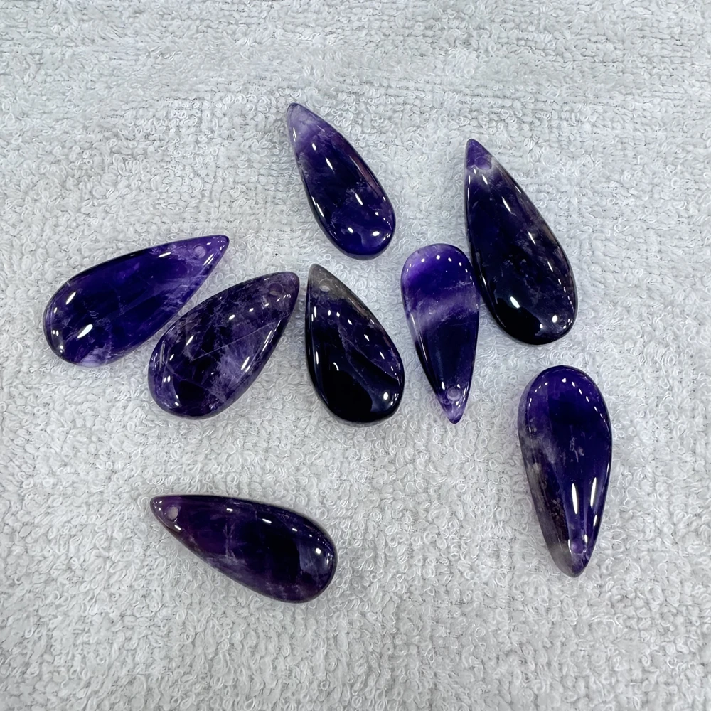 Wholesale 5pcs/pack Genuine Amethyst Quartz Bead Pendant Mixed 20-45mm Pear Shape Semi-Precious Gemstone Jewlery Pendant