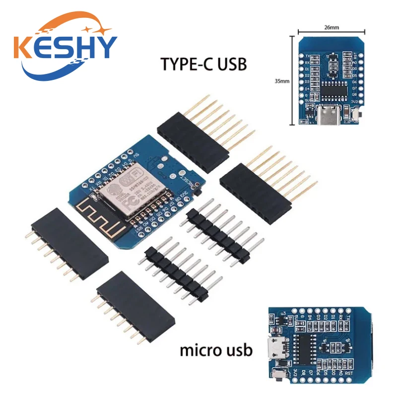 Type-C Micro USB D1 Mini NodeMcu ESP8266 ESP-12F Mini NodeMCU Lua 4M Bytes WiFi Module Wireless WiFi Module for Arduino