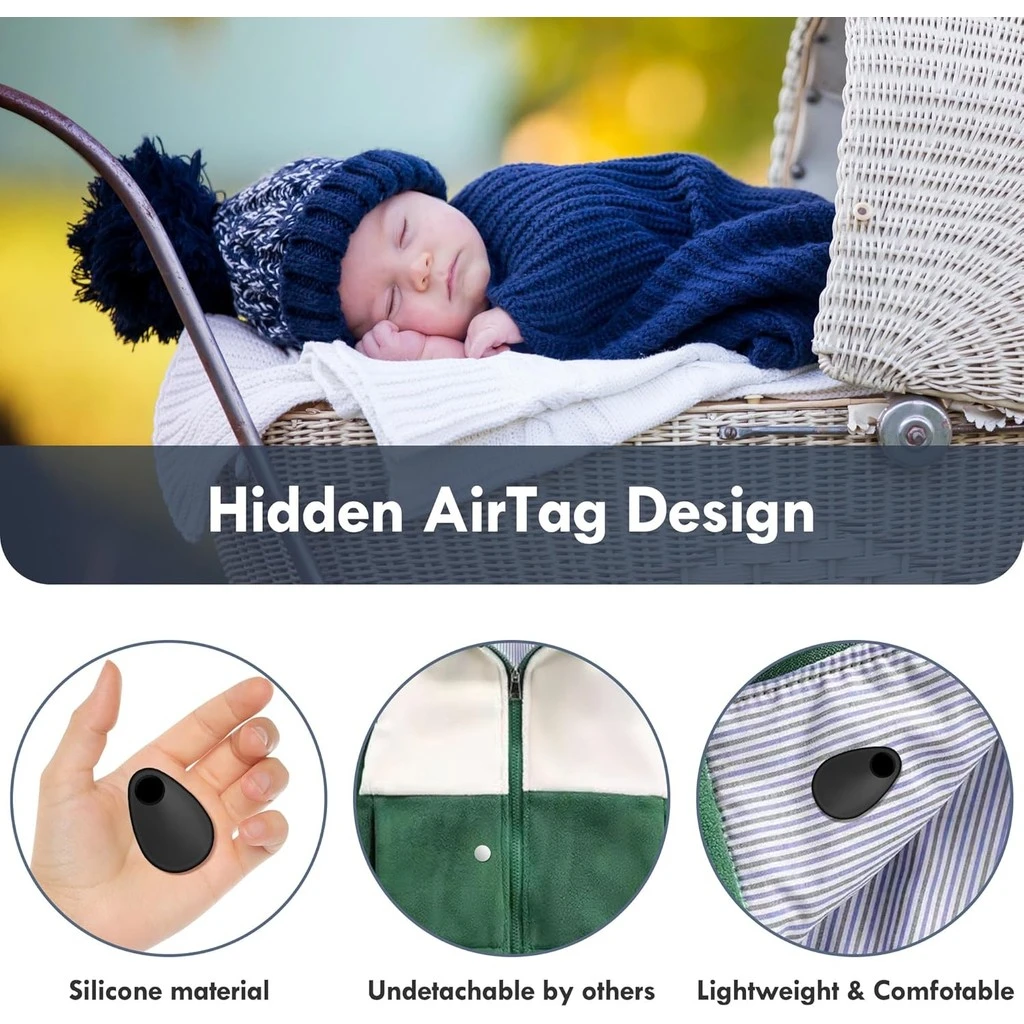 Tempat Airtag untuk Anak-anak Tersembunyi 1 Pak Casing, Casing Silikon Anti-Penghapusan dengan Pin, untuk Anak-anak, Lansia, Hewan Peliharaan, Ransel, Tas Koper