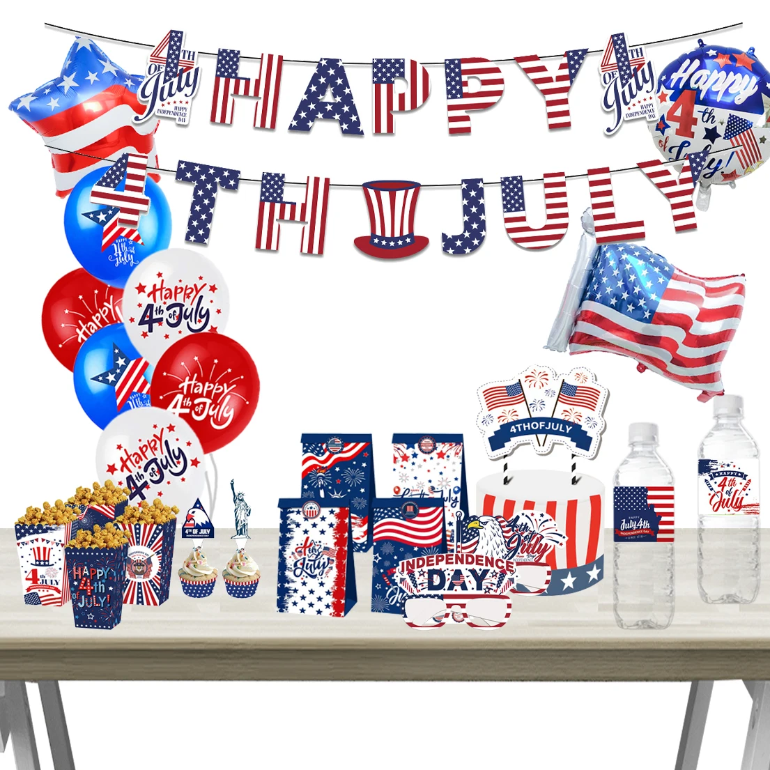 Independence Day Party Photo Props Pendant I Love USA Banner July 4th National Day Party Decoration Supplies USA Balloon Glasses