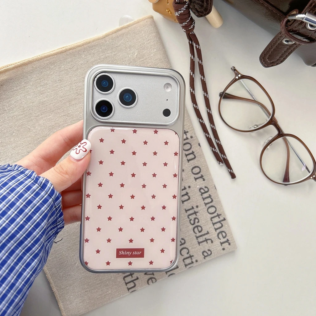 Retro-rot-blaue Farbe, Kollisionsgittermuster, Tropfenkleber, stoßfest, Handyhülle für iPhone 17, 16, 15, 14, 13, 12 Pro Max Plus Air